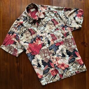 Vintage Hawaiian Shirt Natural Issue Aloha Hula Girl Size Men’s XL